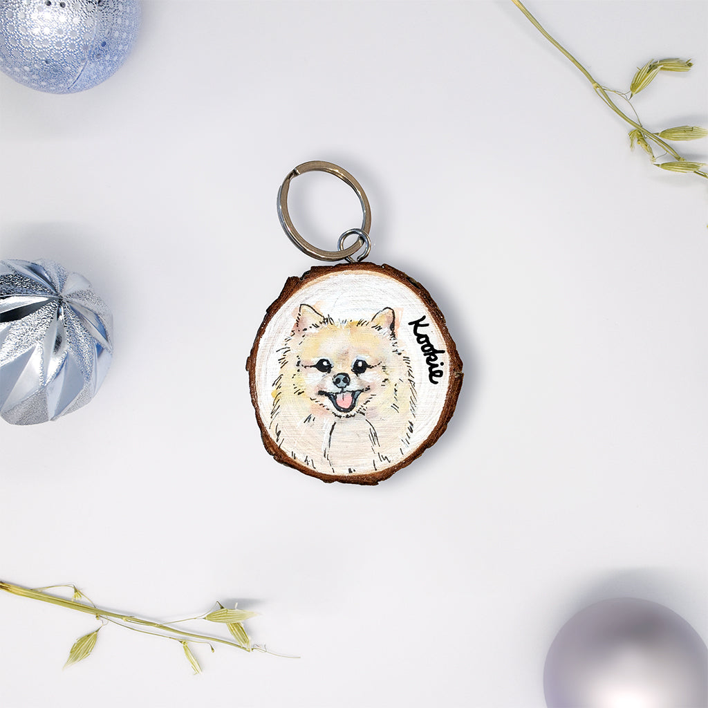 Custom Pet Portrait Wood Keyring