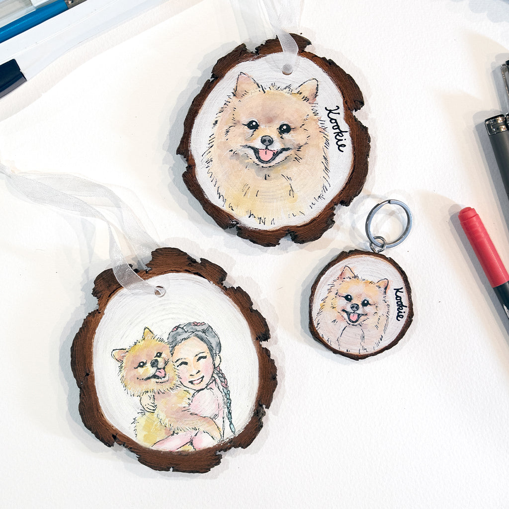 Custom Pet Portrait Wood Keyring