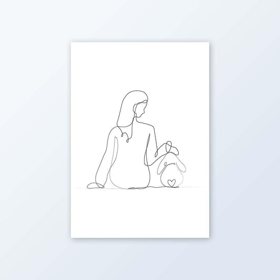Bunmum & Bunny Line Art (Prints / Framed) - Mochi The Boss