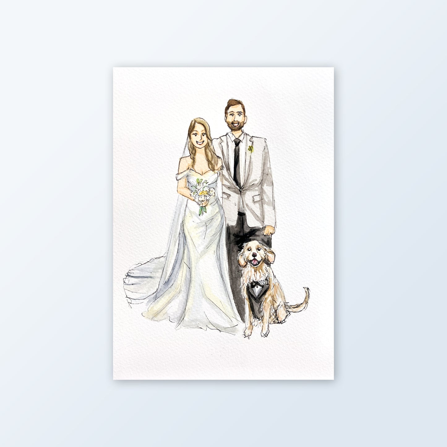 Custom Watercolour Family & Pet Portraits (Original Hand-Painted Artwork)