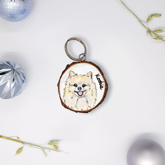 Custom Pet Portrait Wood Keyring
