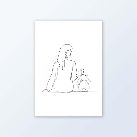 Bunmum & Bunny Line Art (Prints / Framed) - Mochi The Boss