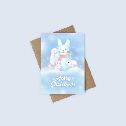 Bunny & Snowman Christmas Card - Mochi The Boss